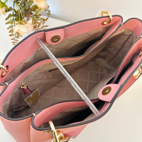 Michael Kors Purse Trisha large triple gusset shoulder bag primrose - Picture 9 of 12